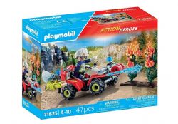 PLAYMOBIL ACTION HEROES - POMPIER AVEC QUAD ET DEUX ARBUSTES ENFLAMMÉS #71824 (0325)